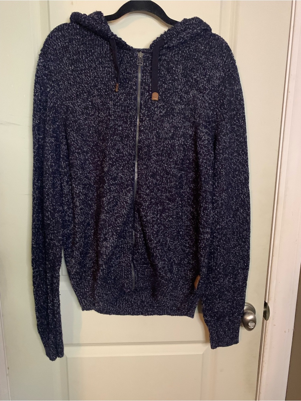 Roots Canada Men's Navy Marled Zip-Up Hoodie Sweater